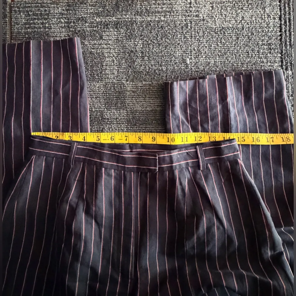 CASUAL CORNER Linen Blend Pinstripe Dress Pants Navy Pink – Size 10 NWT Blue - Image 7