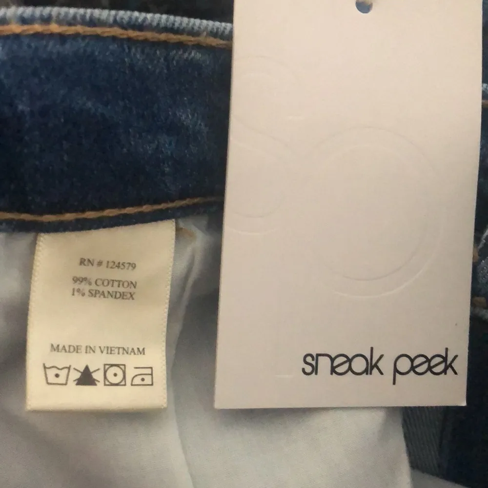 Sneak Peek Denim High Rise Straight Leg Distressed Blow Out Knee Blue Jeans 29 - Image 9