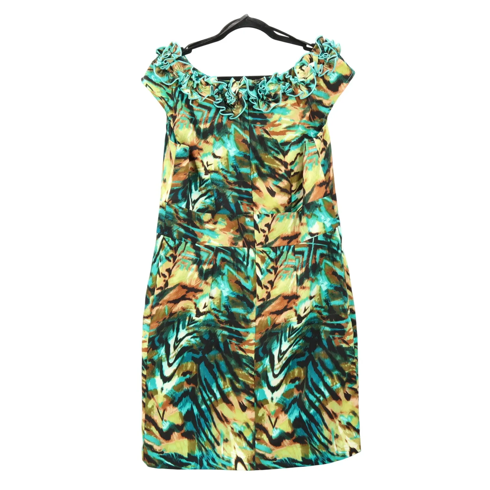 Green Ruffle Party Animal Tropical Colorful Y2K Vintage Cocktail Artsy Dress 14 - Image 8