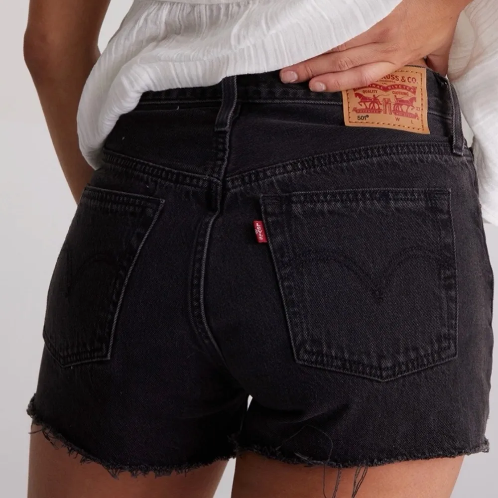 Levi's Lunar Black 501 High Rise Distressed Denim Shorts Size 30 - Image 3