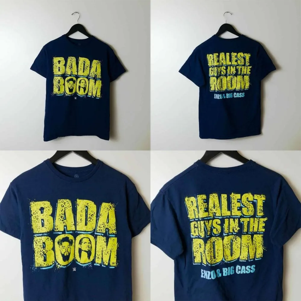 2016 WWE Bada Boom Realest Guys In The Room T Shirt Blue Medium M Graphic Tee - Image 9