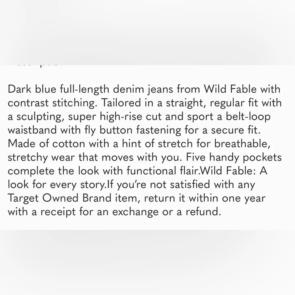 New Wild Fable Super High Rise Straight Leg Button Fly Blue Jeans Size 10 - Image 4