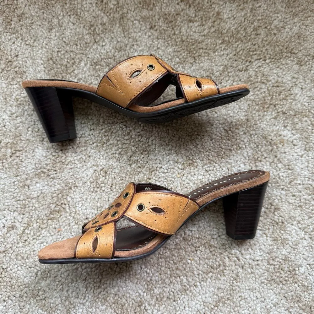 Relativity Brown Leather Metal Grommet Boho Western Grunge‎ Indie Trendy Heels - Image 6