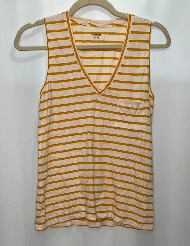 Madewell Whisper Cotton Pocket Tank in Baker Stripe - Image 4
