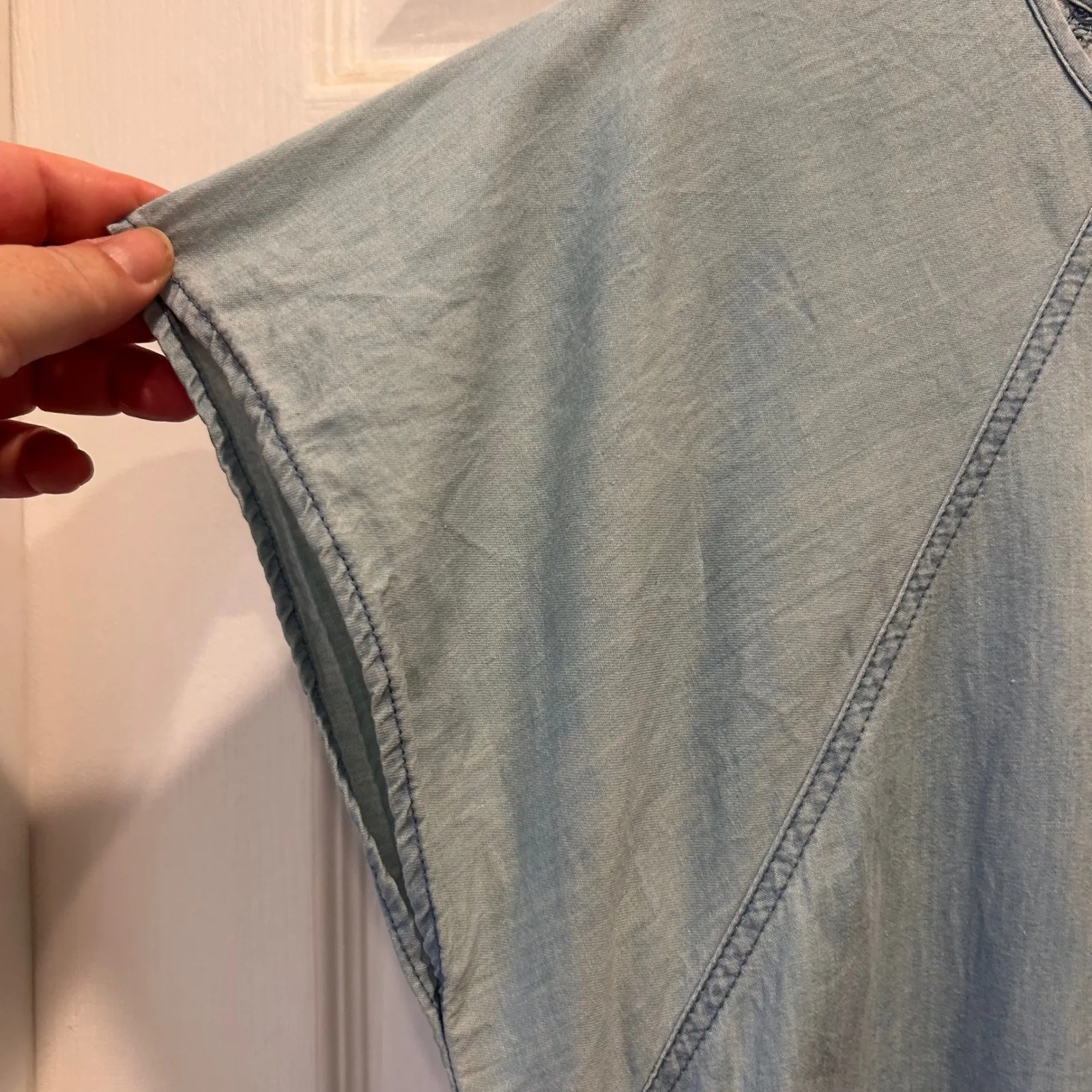 Mod Ref Women's Light Blue Tencel Casual Short Sleeve Mini Dress Large Pockets - Image 6