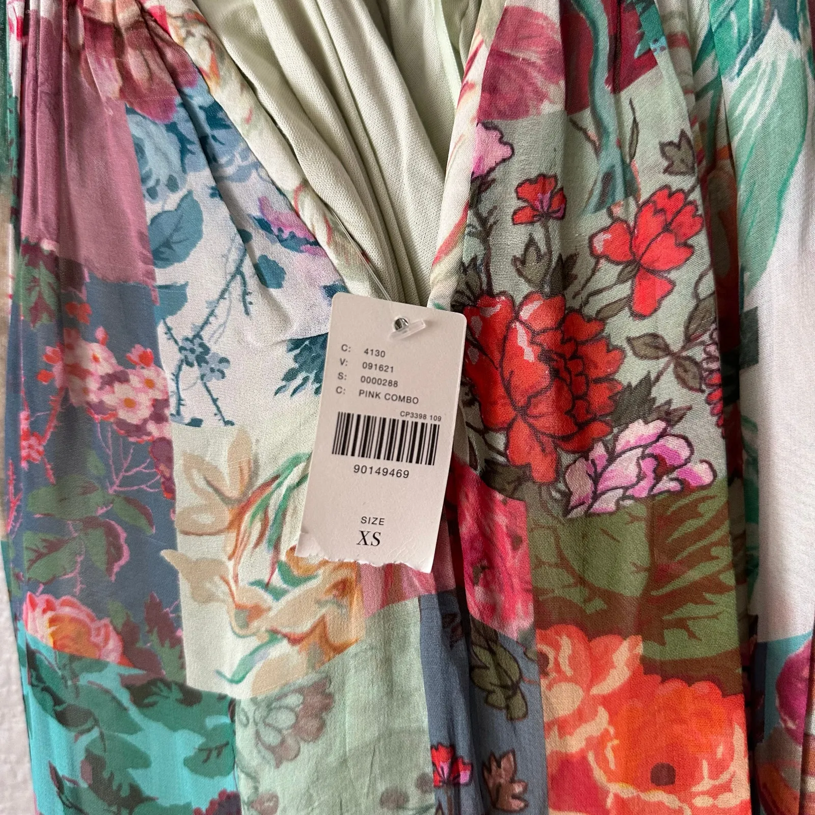 By Anthropologie Chiffon Shift Midi Dress in Pink Combo Size XS NWT - Image 8