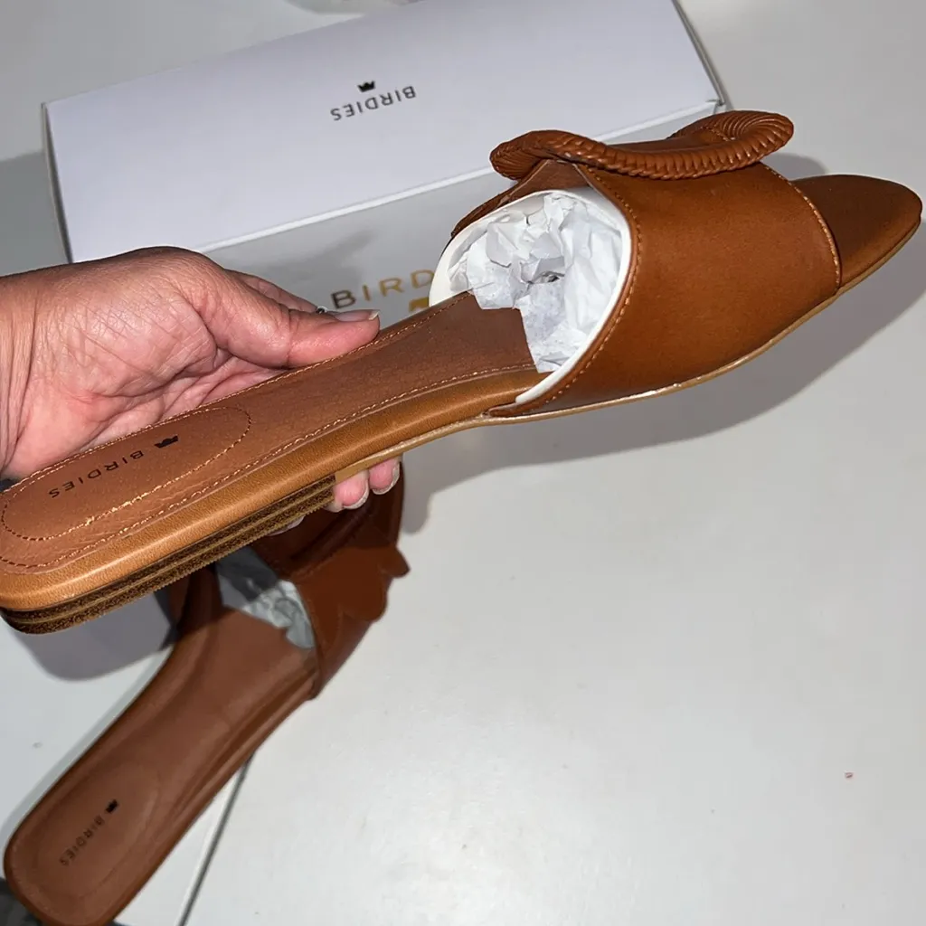 Birdies The Kiwi Cognac, Women's leather Slide Sandals size 10.5 - Image 7