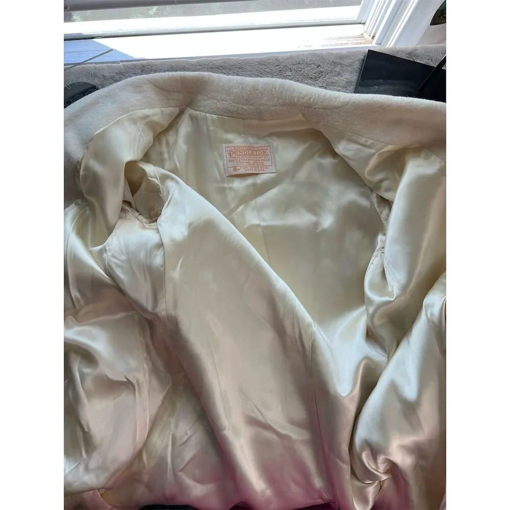 Pendleton Women's Long Wool Overcoat Beige Double-Breasted Size M Standa… - Image 7