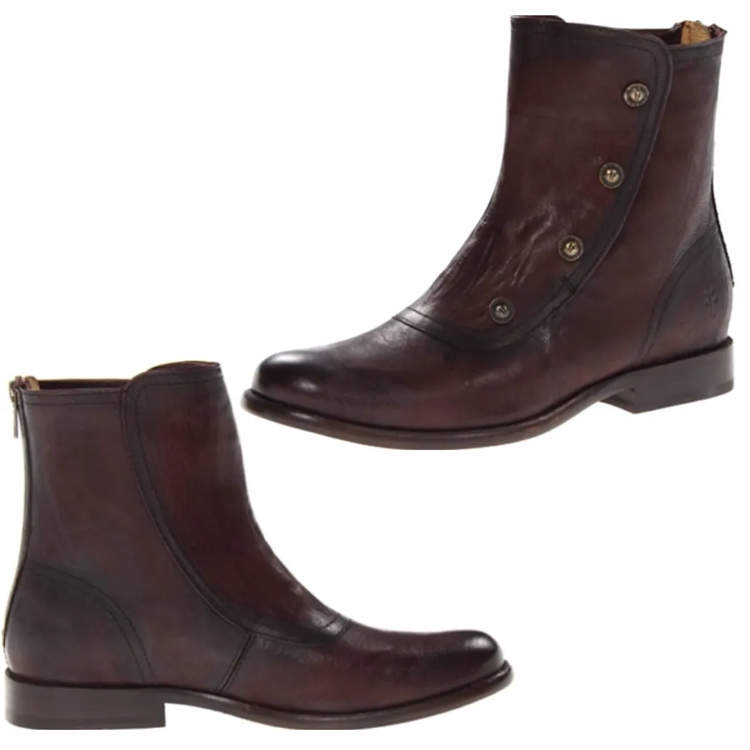 Frye Womens Phillip Military Zip Boot Dark Brown Leather Size 37 Heritage Preppy - Image 2