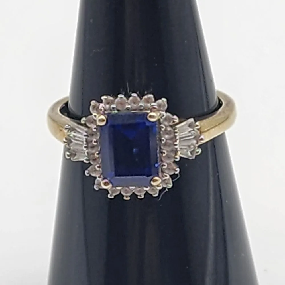 Renaissance Jewelry Gold Plated Sterling Silver Lab Sapphire & Topaz Ring (7) Blue - Image 3