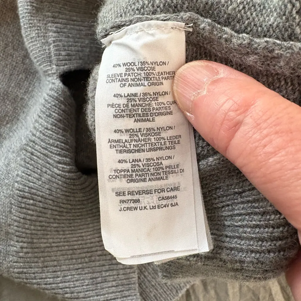 J. Crew Wool Blend Leather Arm Patch Sweater. Size XS. - Image 10