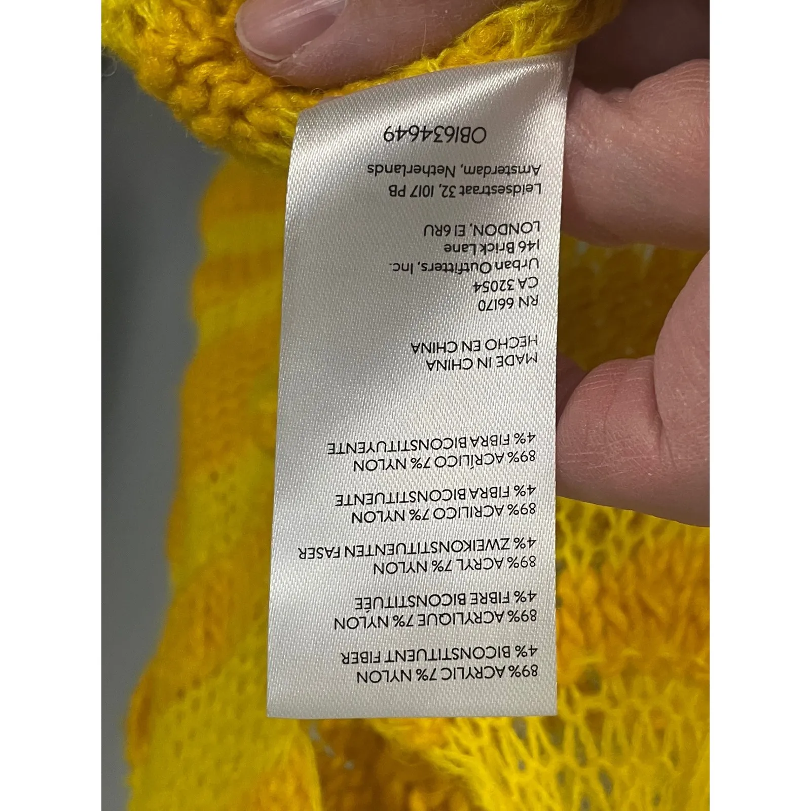 Yellow‎ Orange Striped Cropped Knit Sweater Long Sleeve V Neck Mesh Shirt - Image 6