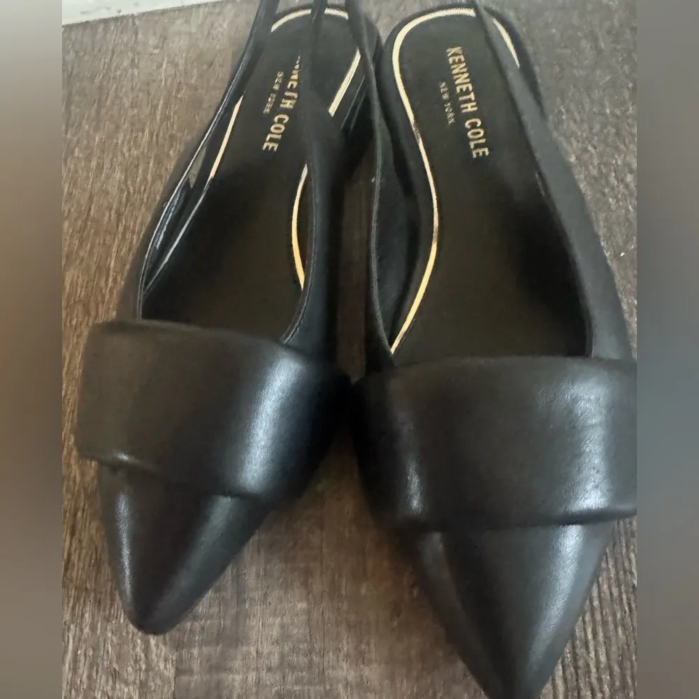 NEW Kenneth Cole Callen Slingback black Leather Pointed flats Shoes Heels Size 7 - Image 3