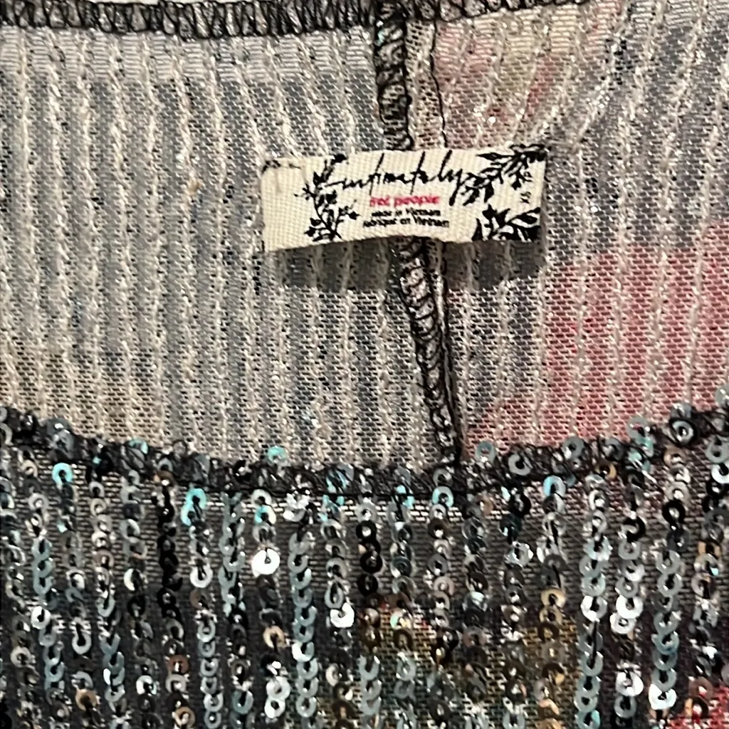 Intimately by Free People Printed Gold Rush Long Sleeve Top Sequin XS Floral - Image 4