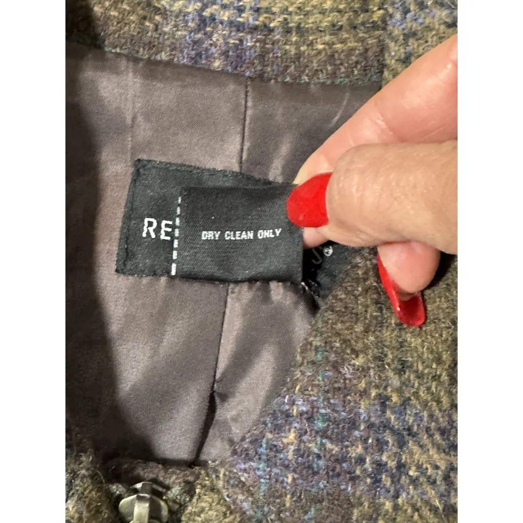 Vintage Requirements Womens 8 Wool Plaid Zip Jacket Blue Sage Tweed Tailored - Image 12