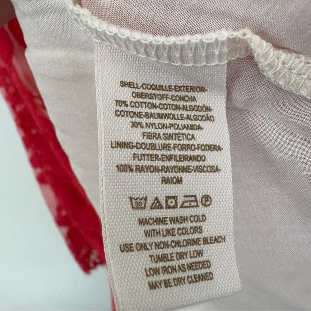 Free People Floral Lace Mesh Dress in Hot Red Attached Adjustable Slip Scalloped - Image 13