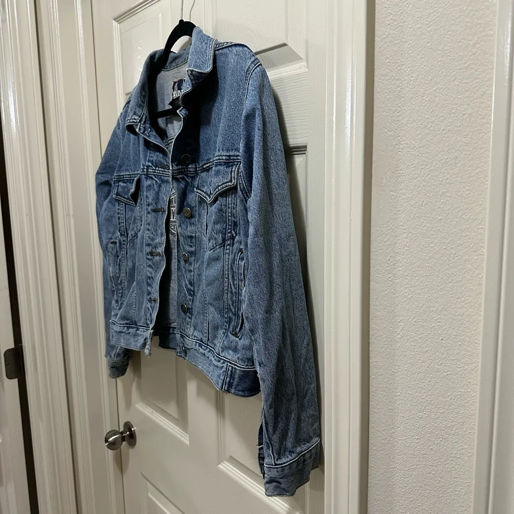 Women's Vintage Harley Davidson motorcycle ladies jean denim jacket size medium Blue - Image 5