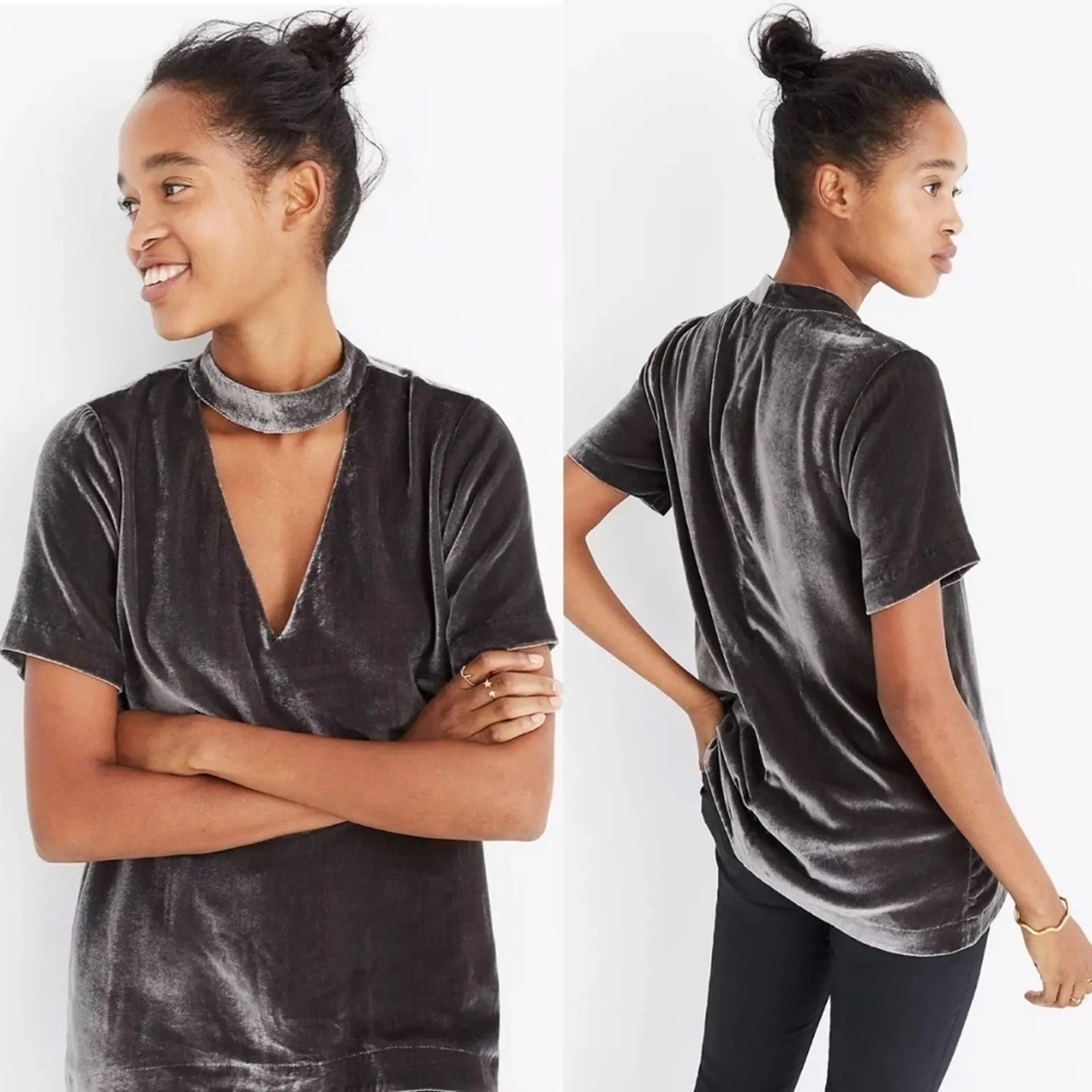 MADEWELL Velvet Choker Top Womens Size Small Spacecore Fairycore Whimsigoth Rave - Image 2