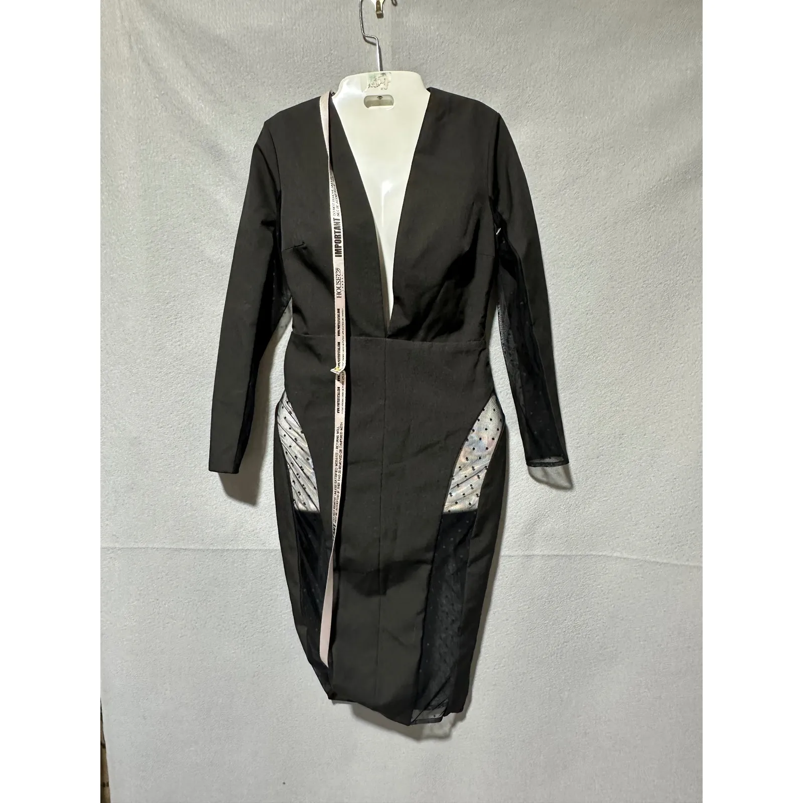 House of CB Black Nilda  Long Sleeve Sheer Panel Bodycon Midi Dress new size S - Image 15