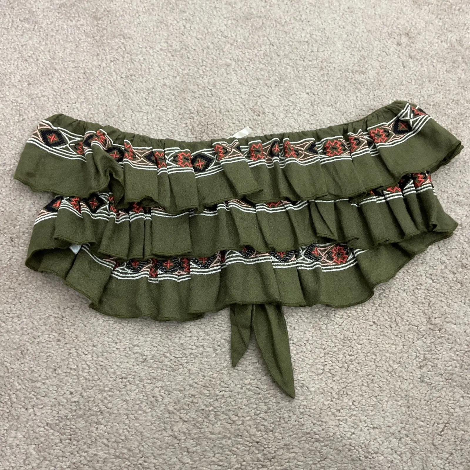 Tularosa Maddie Embroidered Ruffle Bandeau Top Small - Image 2