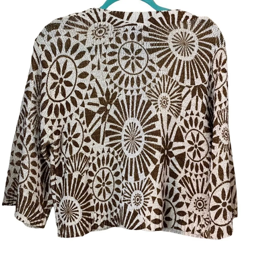 August Silk Graphic One Button Cardigan Size Medium - Image 4