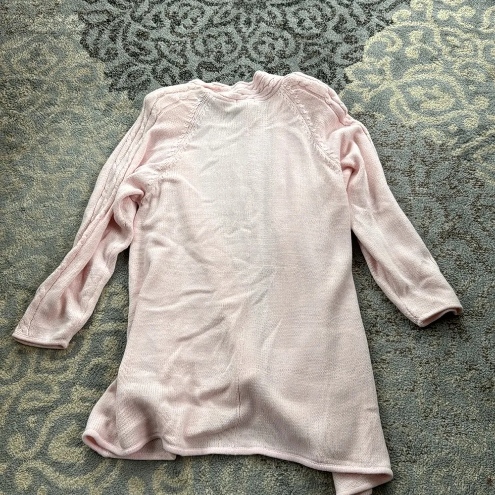 Vintage Dana Ashley Cable Knit Cardigan Pink Medium - Image 6