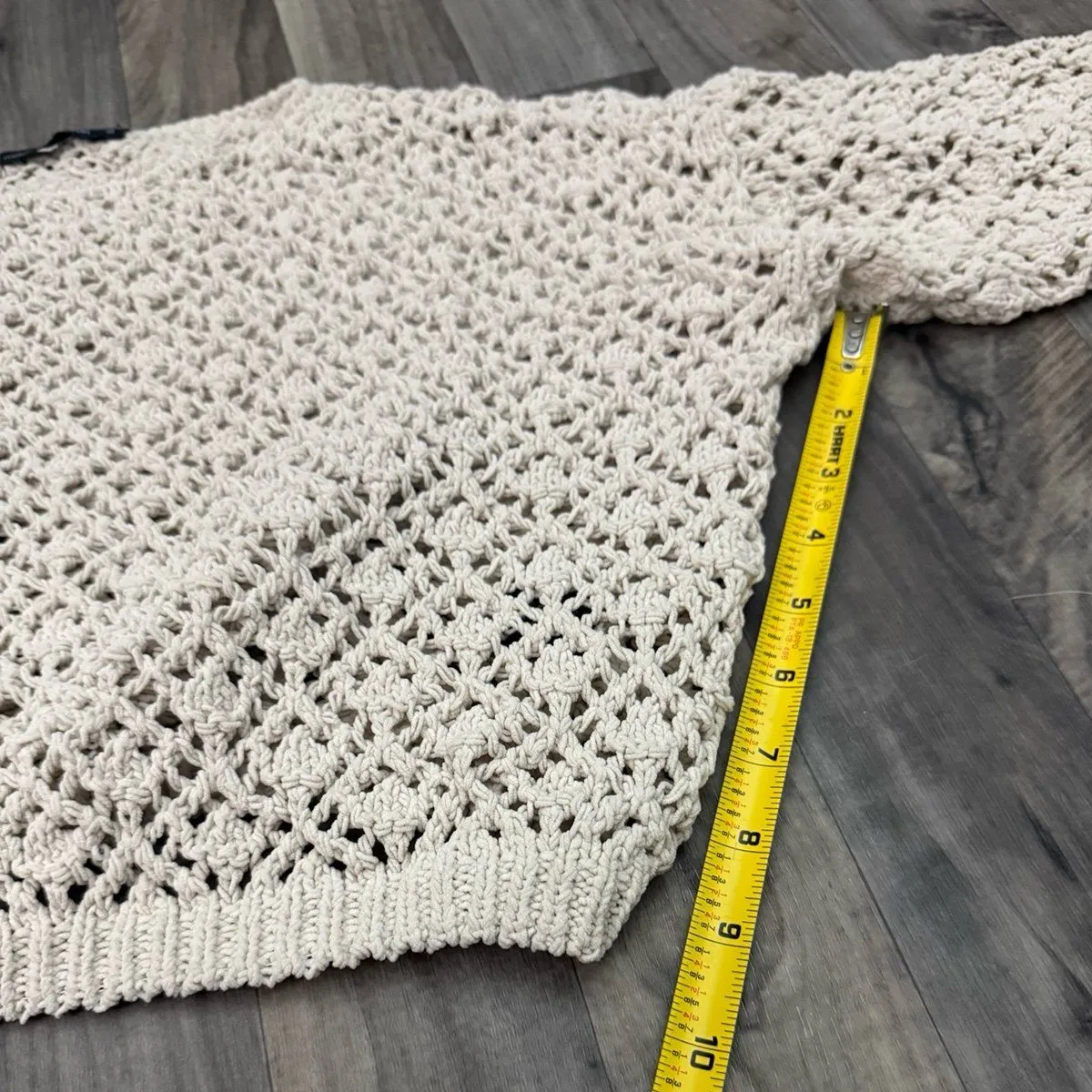 Moon & Madison crochet beachy knit tan sweater - Image 5