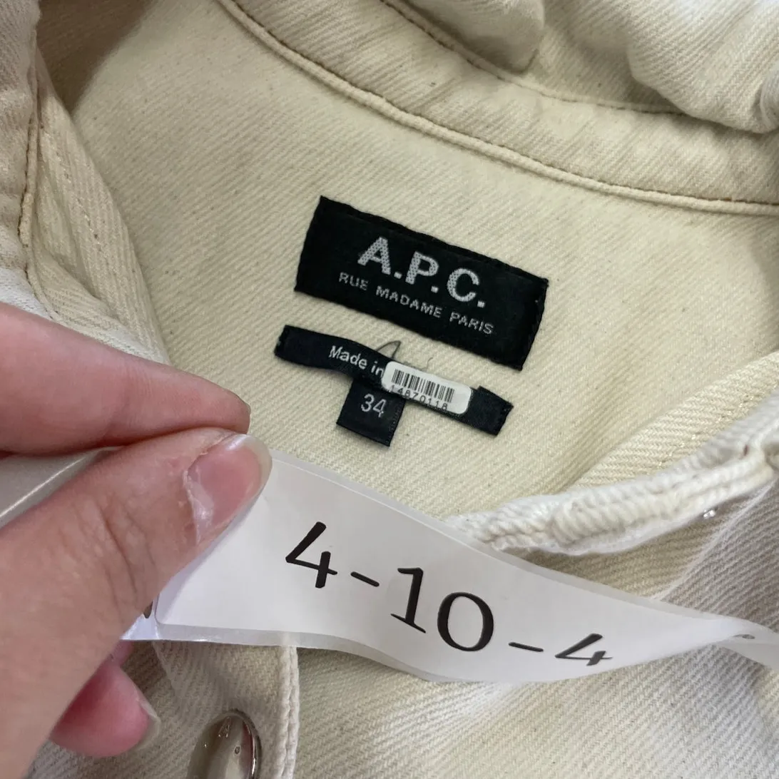 A.P.C. Romper Womens 34 X Small Off White Amelie Button Up Collared Cotton‎ Size XS - Image 4