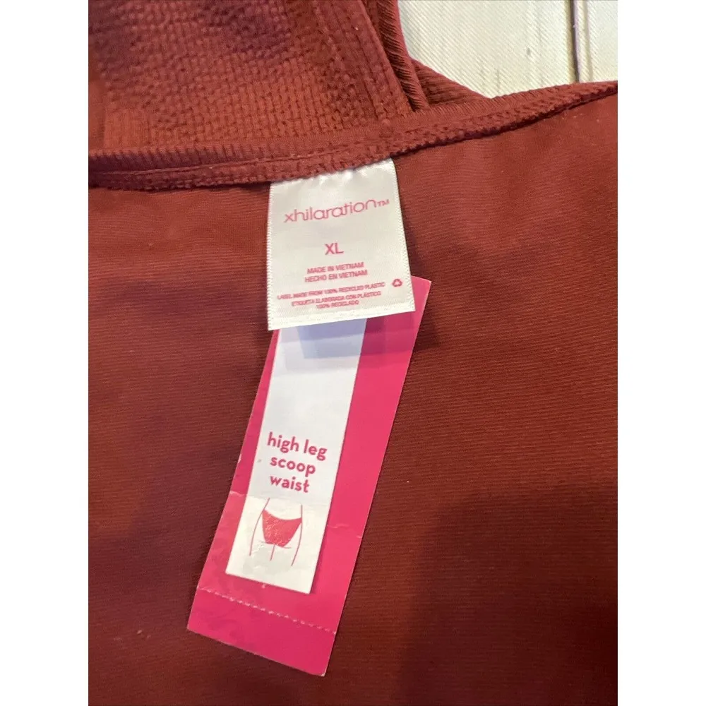 Xhillaration High Leg Scoop Waist Bikini Bottom Brown Clay Women’s XL NWT - Image 3