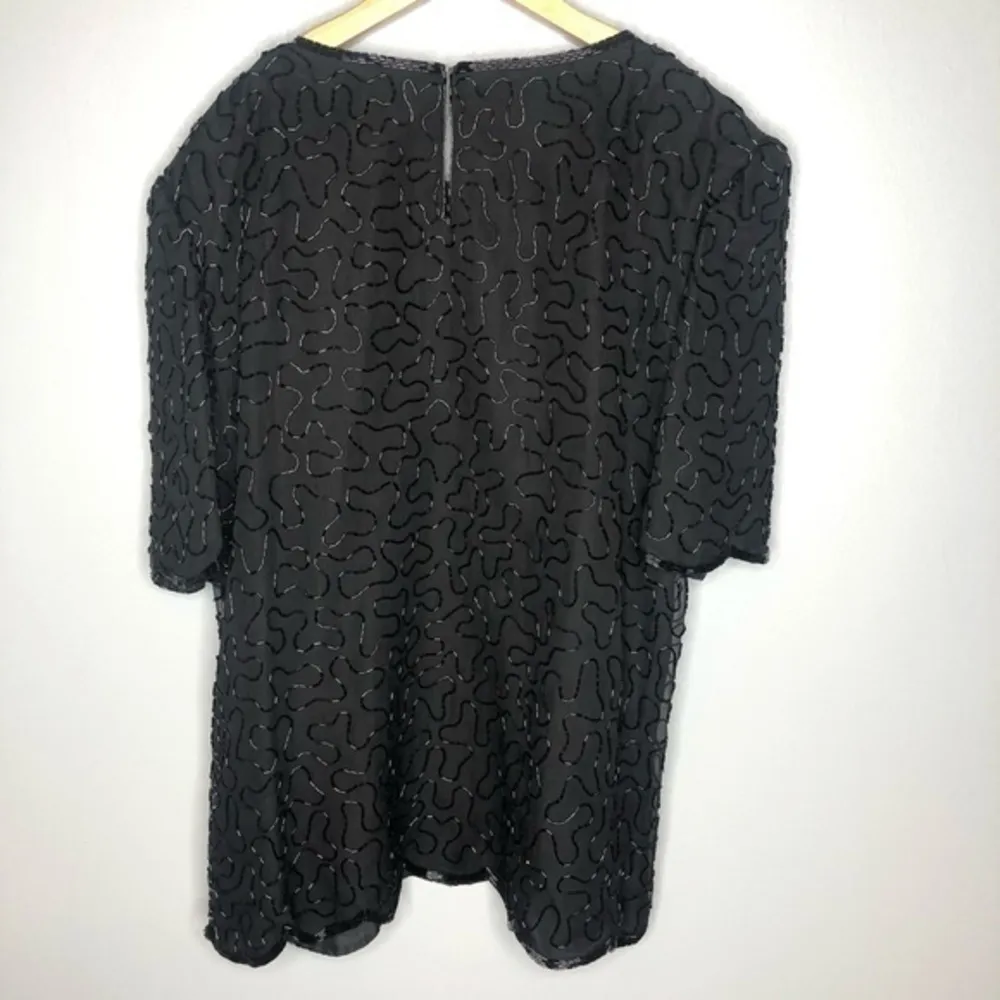 VINTAGE Laurence Kazar 100% silk beaded shirt - Image 5