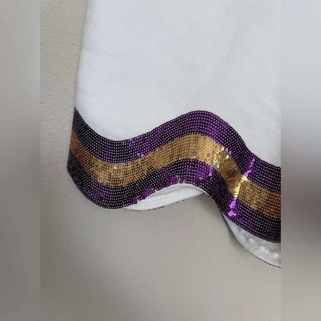 Queen of Sparkles Sequin Mardi Gras Shorts, Size XS White - Image 2