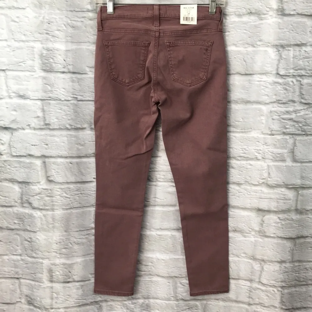 NWT Big Star Women's 24x25 Alex Cropped Skinny Jeans in Altair- Pink/Plum Mauve - Image 5