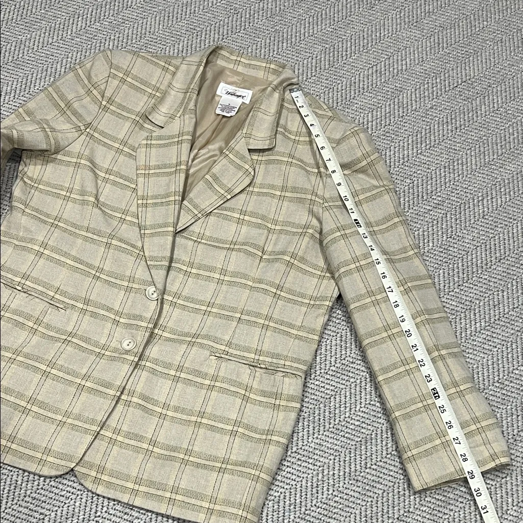 Worthington Vintage Women's Tan Plaid Blazer/Jacket - Image 6