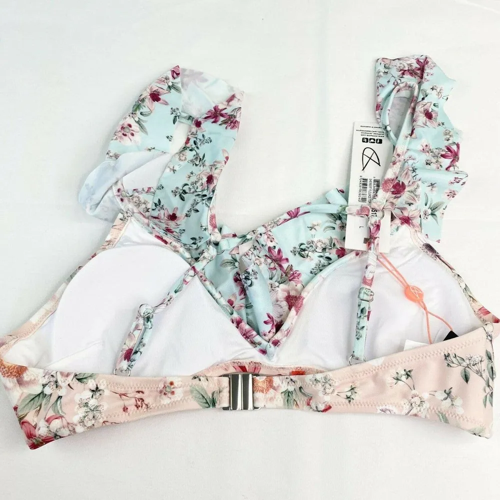 MinkPink Sherbet Flounce Pastel Floral Bikini Top Women's Size Large L - Image 10