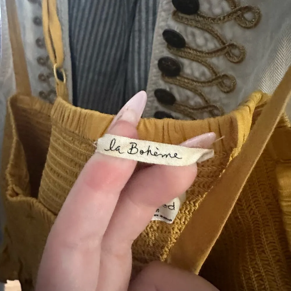 Wilfred Smocked Cropped Peplum Top Yellow Size Medium - Image 7