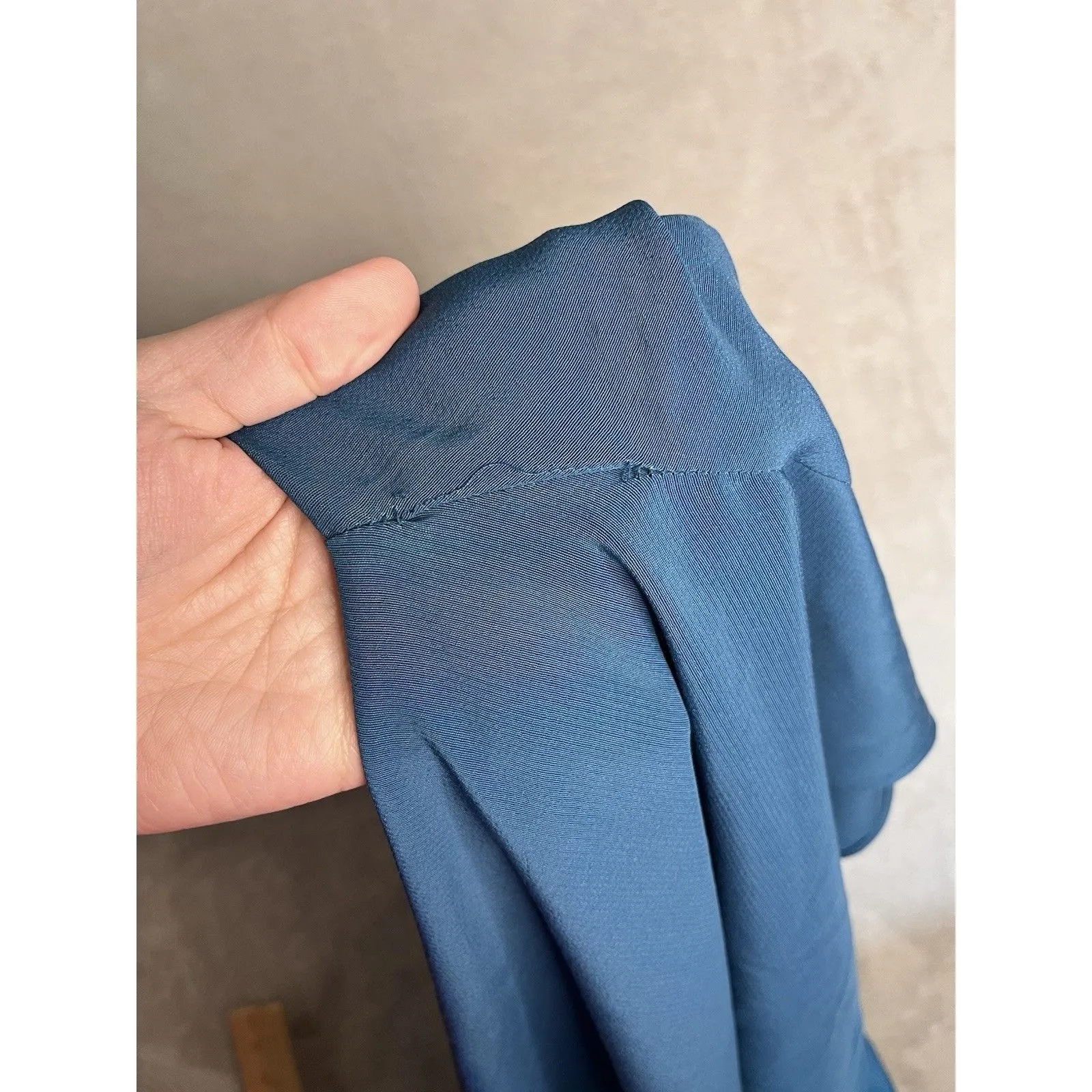 Eileen Fisher Tencel Viscose Crepe Shift Dress Short Sleeve Small Blue - Image 6