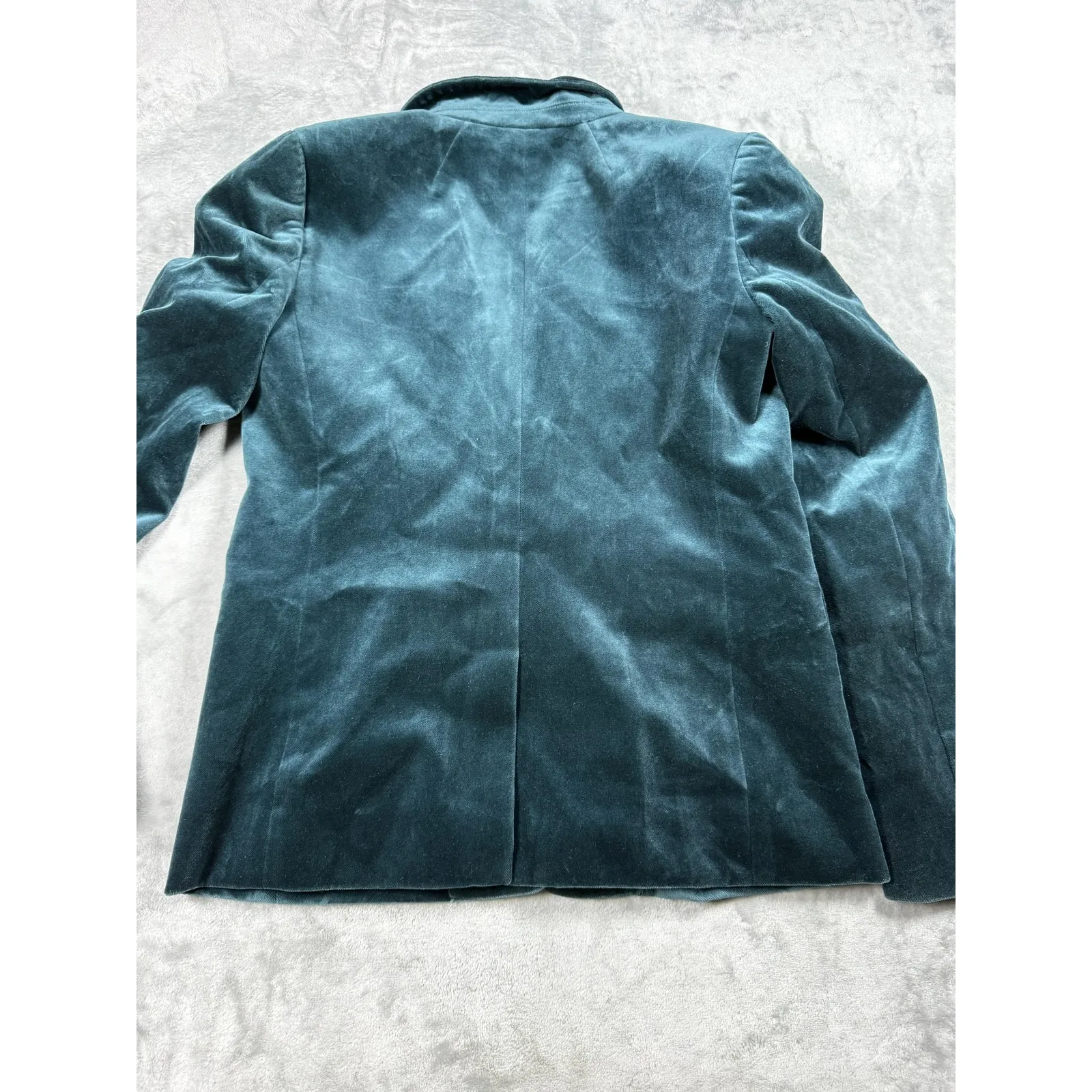 J Crew Regent Blazer Womens 4 Teal Velvet Jacket Single Button Lined Pockets Green - Image 10