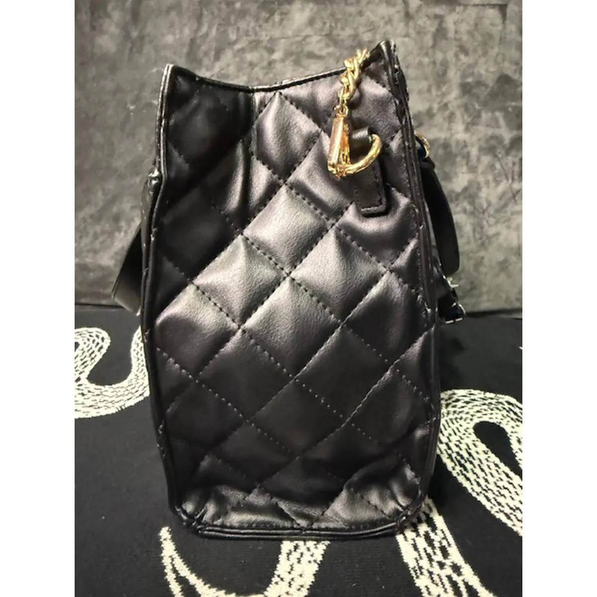 Juicy Couture Black Quilted Charm Tote Bag NWT Gold Hardware Handbag Purse - Image 6