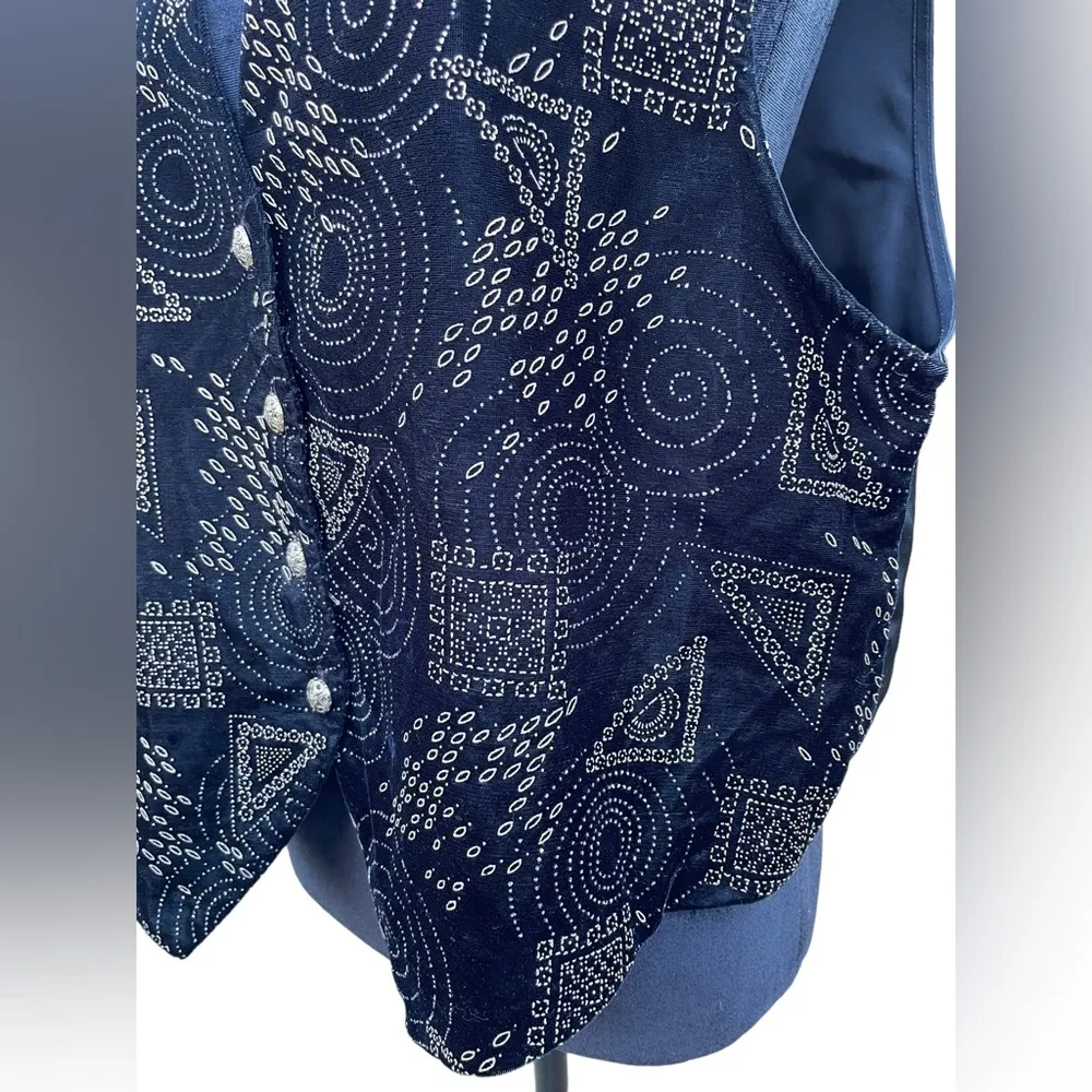 Tres Paquette Vintage Y2K Iridescent Hologram Foil Glitter Eclectic Button Vest Size M - Image 2