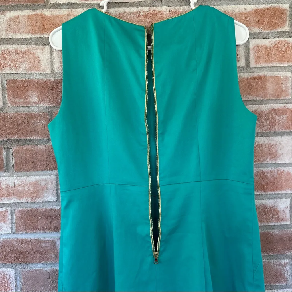 T Tahari Sleeveless Sheath Pencil Dress Women’s 8 Turquoise Gold Piping - Image 9