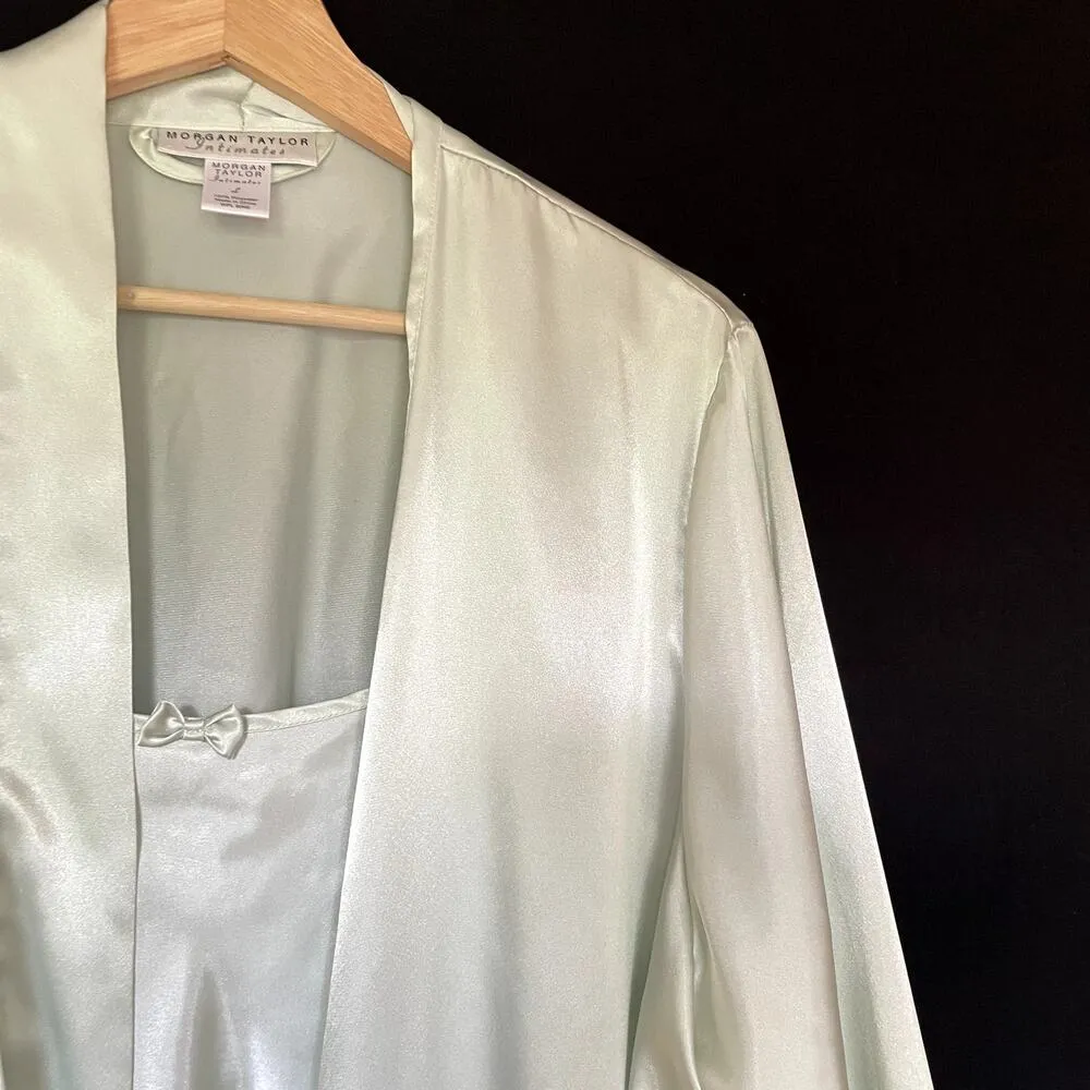 Morgan Taylor Intimates light sage green robe and slip dress set women's size L Size L - Image 2