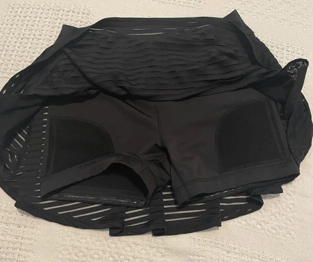 Lucy medium mesh sheer boy short lined active tennis skirt SK 9053 Black - Image 4