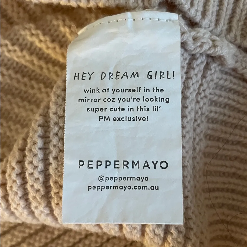 PEPPERMAYO Tulum Nights Neutral Patchwork Knit Checkered Jumper Sweater Size S - Image 11