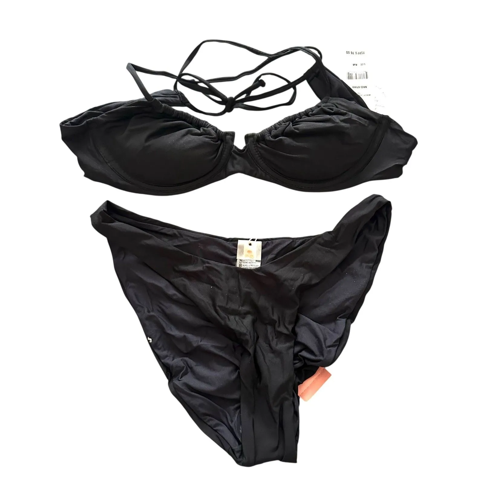 PQ‎ SWIM High Cut Full Bikini Bottom Midnight NWT Medium Black - Image 2