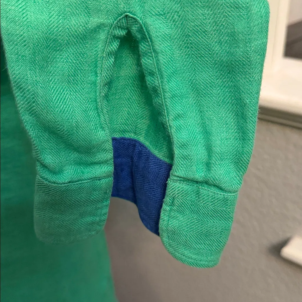 Lauren Ralph Lauren Green 100% Linen Button Down Shirt 3/4 Sleeve Size Small - Image 5