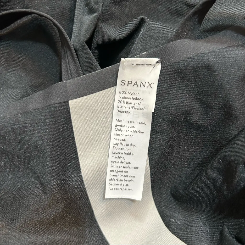 SPANX OnCore Mid-Thigh Shapewear Slimming Stretch Bodysuit in Black Size Medium - Image 6