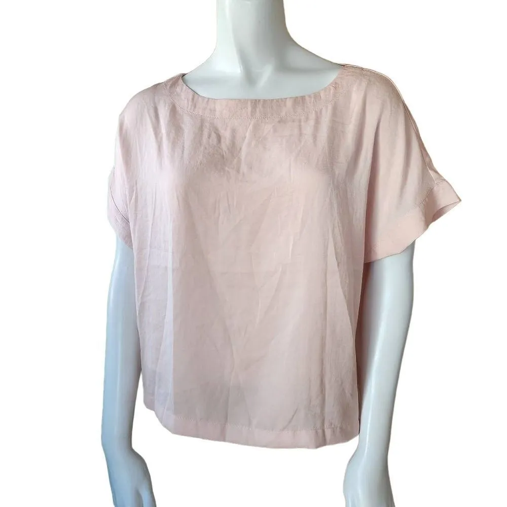 NWT Cupcakes & Cashmere Koryn Satin Boat Neck Tea Rose Blouse (M) Pink Size M - Image 4
