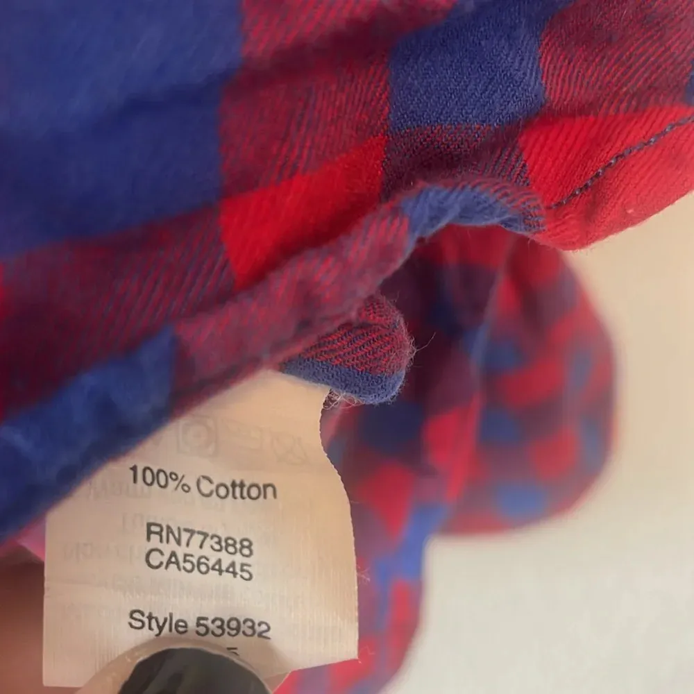 JCrew 100% cotton blue and red plaid XS half button up top - Image 4