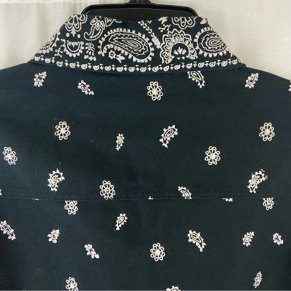 Quacker Factory Beaded Paisley Black and White Shirt Jacket Size Small Medium - Image 7