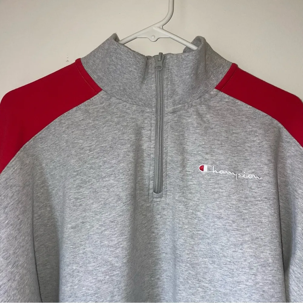 Champion Gray and Red Quarter Zip Sweater - Image 2